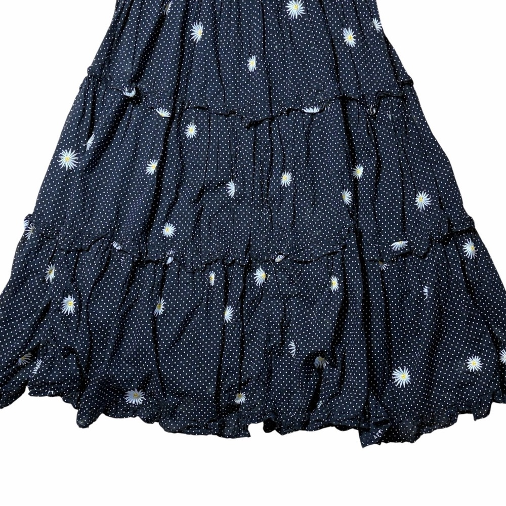 Free People Black Polka Dot Midi Dress with White Floral Accents - Picture 8 of 9